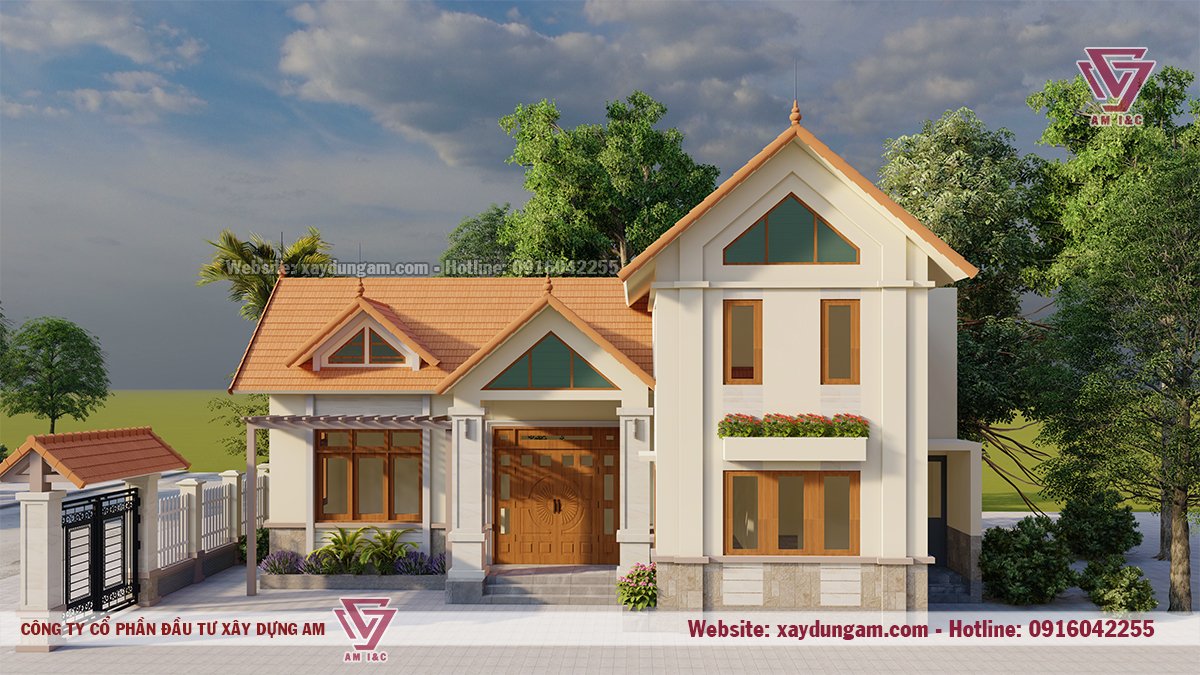 Thiết kế nhà 2 tầng mái ngói